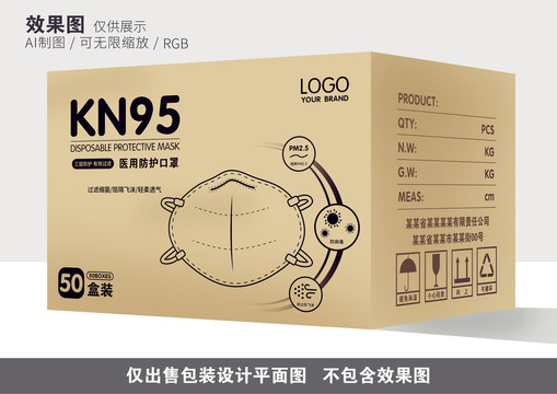 KN95防护口罩纸箱包装