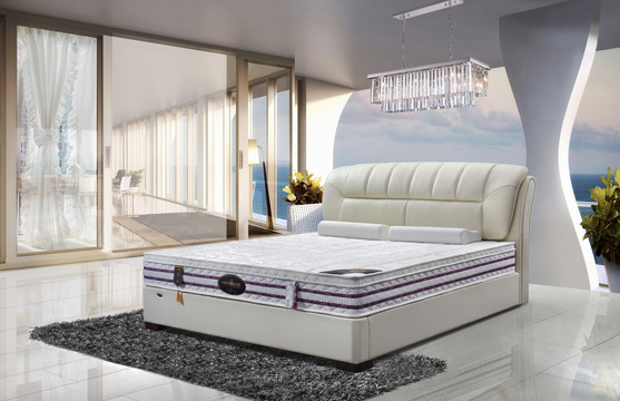 卧室软床真皮大床乳胶枕乳胶床垫