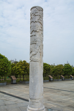 鲁班建筑文化柱子浮雕