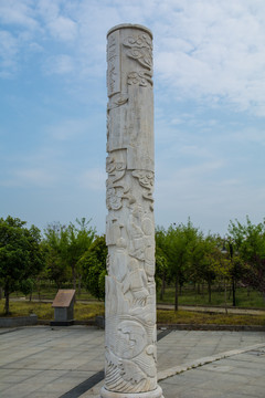 鲁班建筑文化柱子浮雕