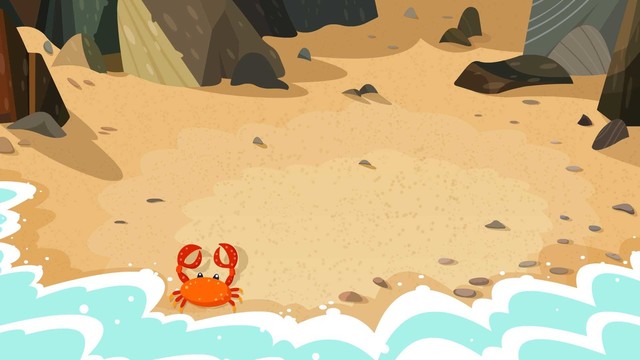 卡通矢量背景海边沙滩螃蟹