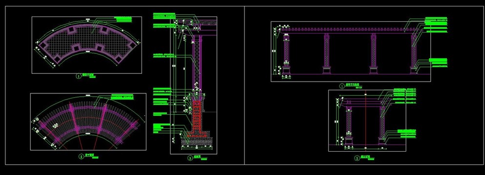弧形木廊架花架棚架施工图详图