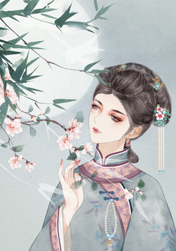 清朝美女插画