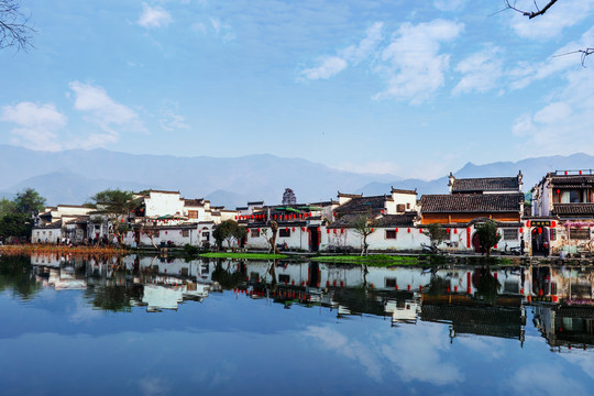 宏村古镇山水风景