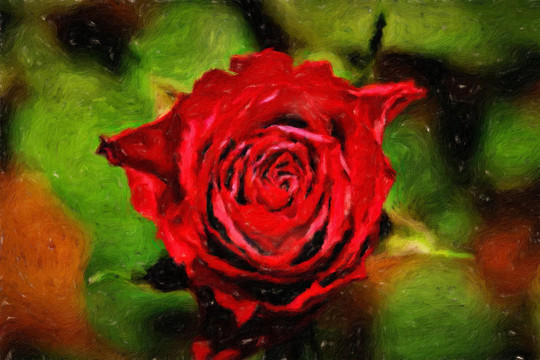 红玫瑰油画