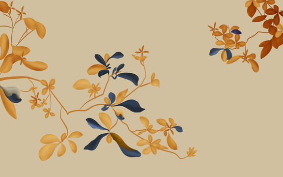黄金树叶装饰画