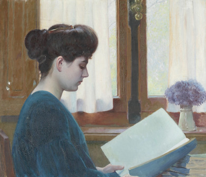 奥古斯特·屠勒姆曲女士在窗边读书
