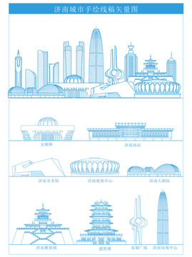 济南城市手绘