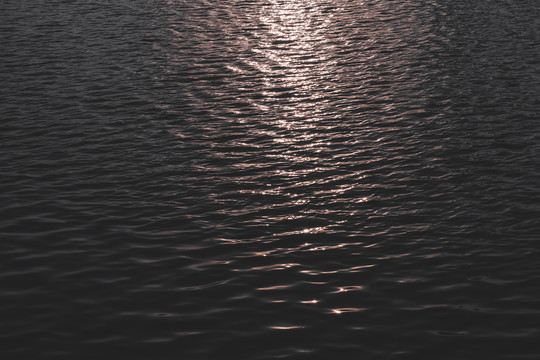 阳光洒在湖面水面上
