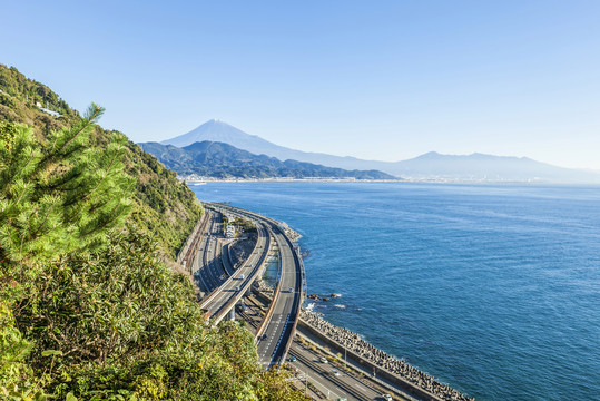 富士山与日本高速公路