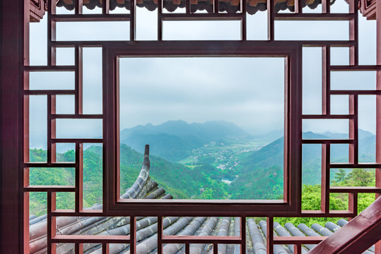 杭州建德大慈岩江南悬空寺中式窗