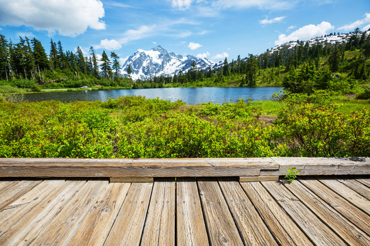 美国华盛顿舒克山倒影风景湖