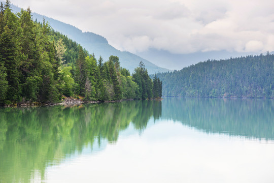 加拿大山湖边宁静的景色
