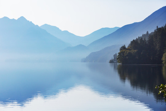 夏季山中的宁静湖