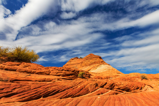 美国犹他州的砂岩地层风景。