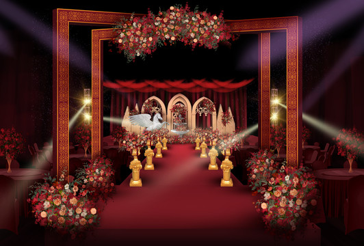 红金色婚礼仪式区