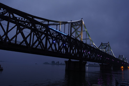 辽宁丹东鸭绿江大桥断桥中朝边境