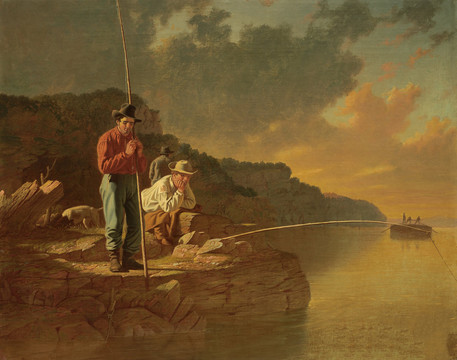 宾汉姆  在密西西比河上垂钓