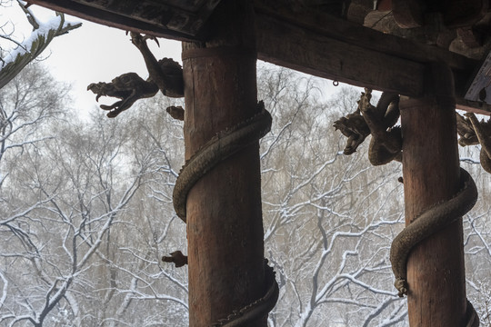 晋祠博物馆景区雪后风光