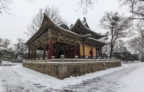 晋祠博物馆景区雪后风光