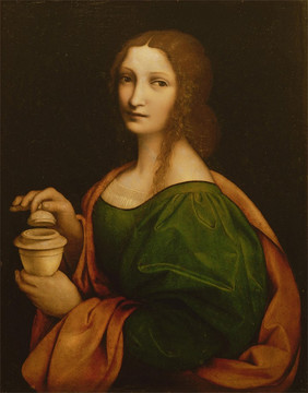 达芬奇拿茶杯的女人