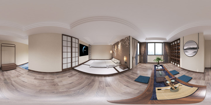 日式酒店客房装修设计效果图
