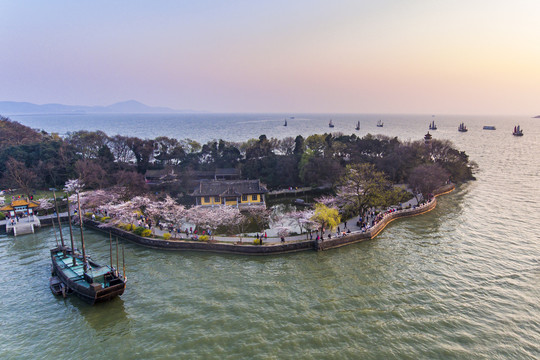 航拍太湖鼋头渚风景区