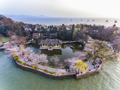 航拍太湖鼋头渚风景区