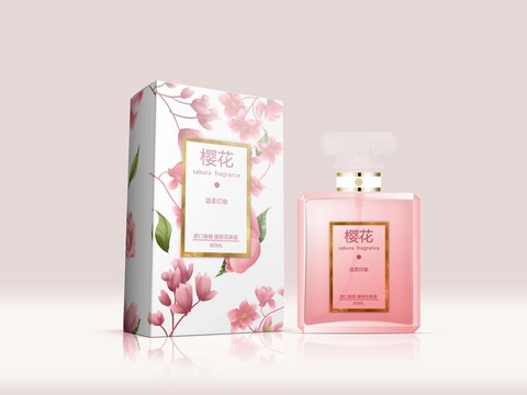 粉色樱花花朵香水包装