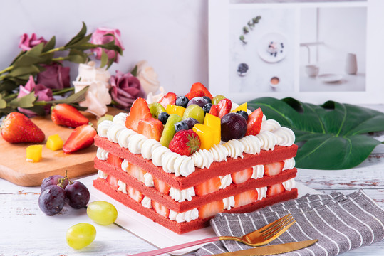方形水果生日蛋糕