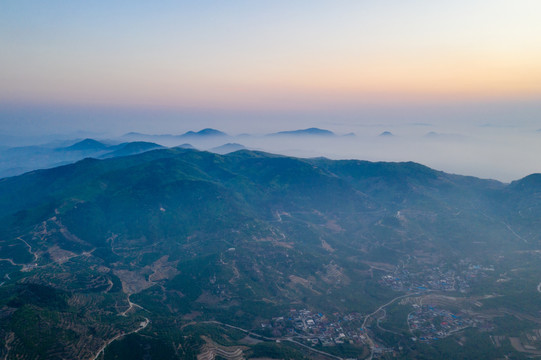 航拍沂蒙山区日出云海15