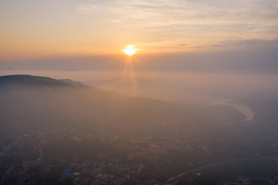 航拍沂蒙山区日出云海23