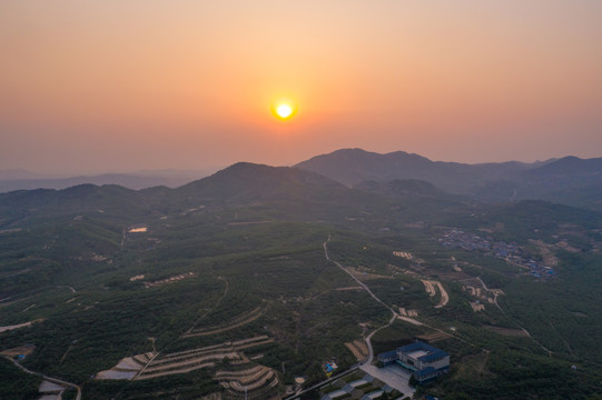 航拍沂蒙山区日出云海44