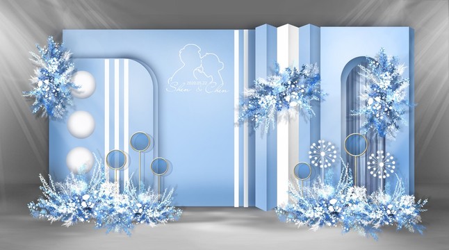 泰式蓝白色婚礼效果图设计
