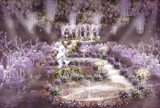 紫色梦幻欧式婚礼效果图