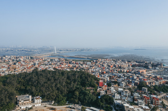 福建厦门沿海渔村航拍