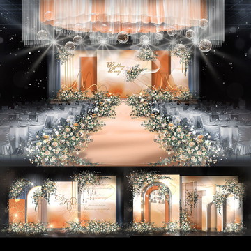 橘色简约泰式婚礼背景效果图设计