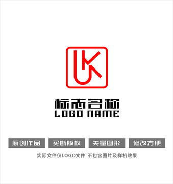 UK字母K标志印章logo
