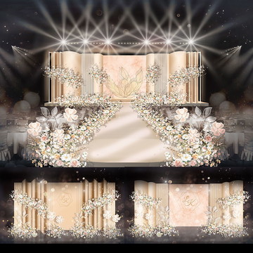 香槟色大理石婚礼背景设计图