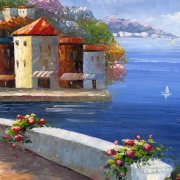 欧式地中海风景油画