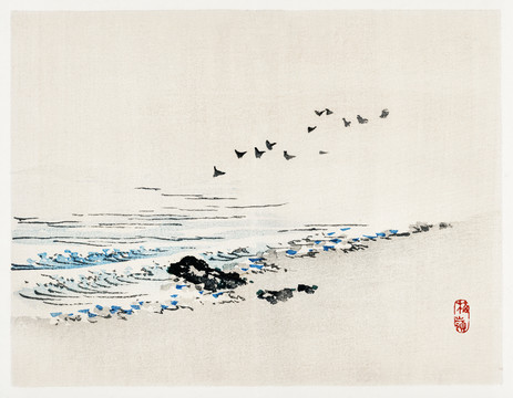幸野楳嶺海滩风光
