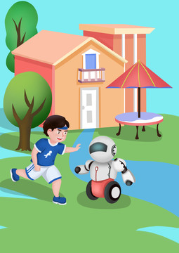 卡通儿童伴读机器人人工智能