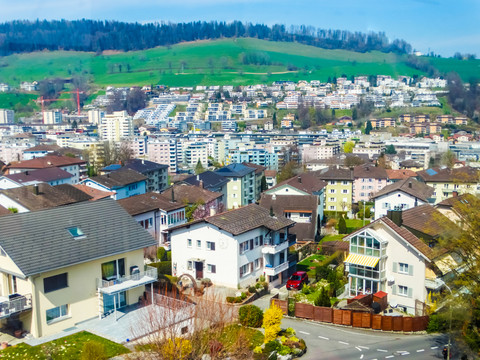 俯瞰瑞士克林斯小镇