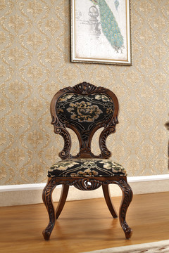 美式实木布艺餐椅