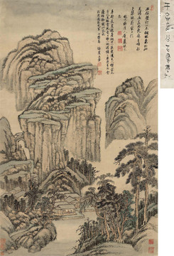 王翚层岩晓色图