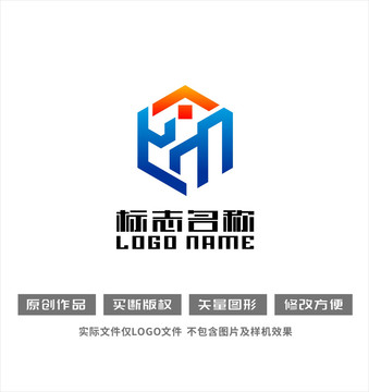 YM字母MY标志房子logo