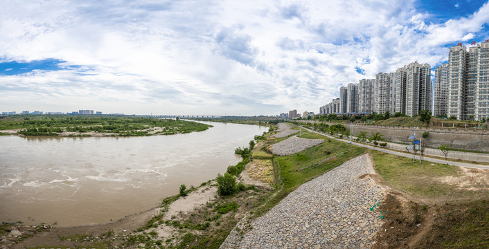 西安高陵区渭河全景图