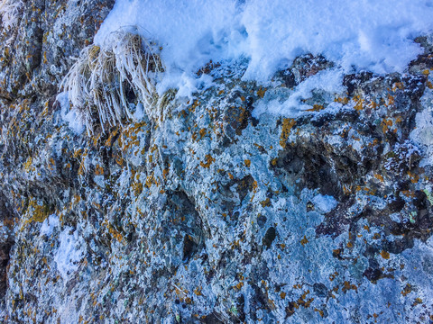 冰雪覆盖的岩石