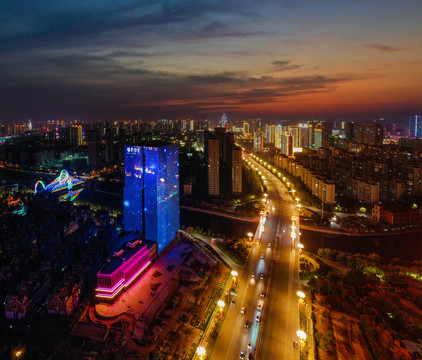 临沂城市风光北京路夜景