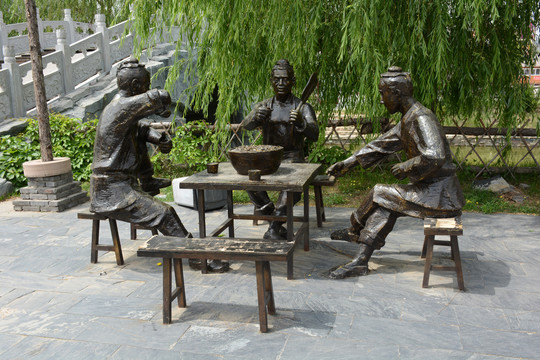 古代人物餐饮雕塑